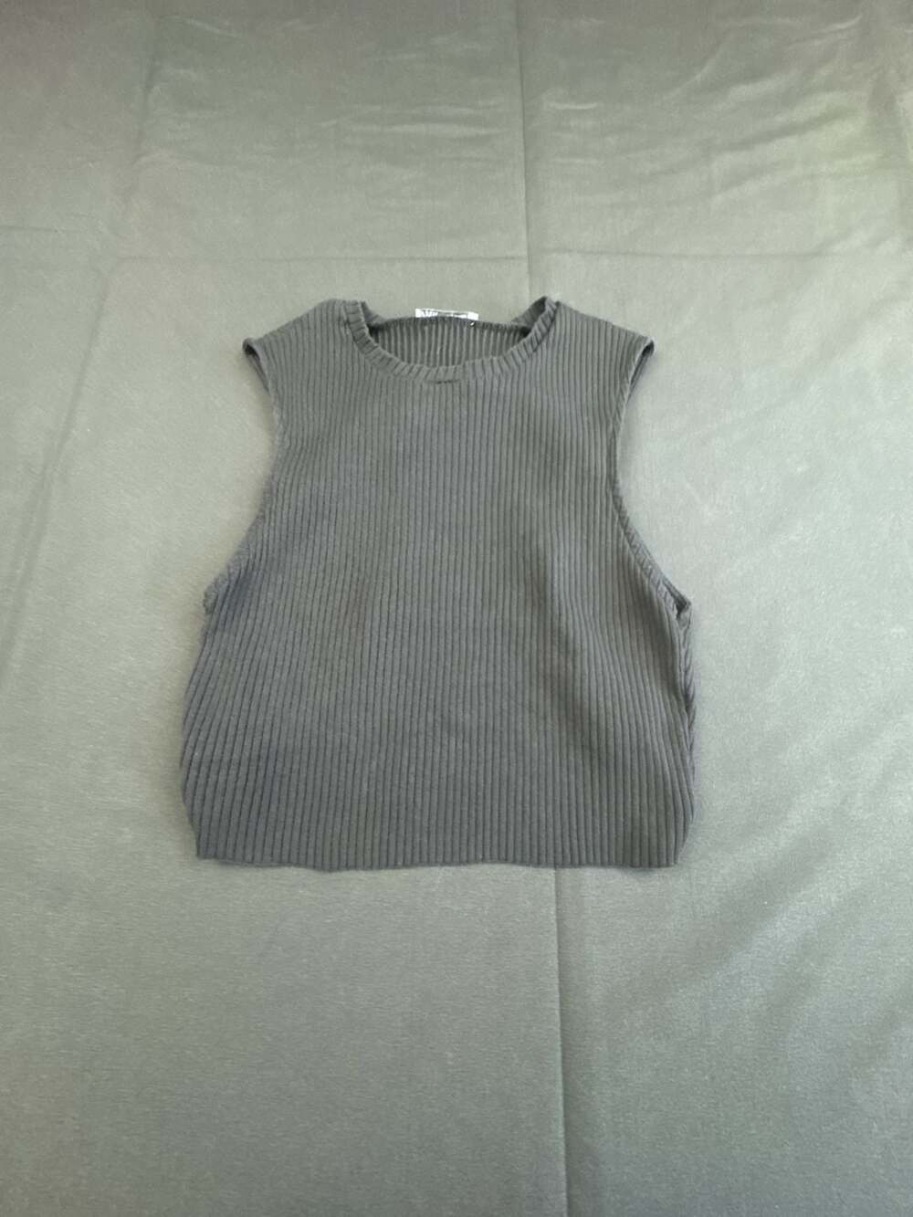 Zara Ribbed Knit Cropped Tank Top with Strappy Open Back